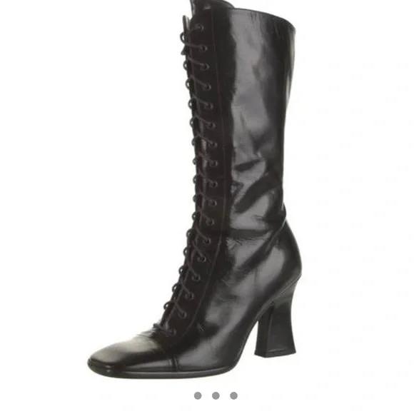 靴 PRADA leather square toe boots Prada-Black-Leather-Square-Toe